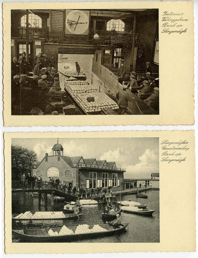 2x ansichtkaart Broek op Langendijk Groentenveiling Veiling, Verzamelen, Ansichtkaarten | Nederland, Ophalen of Verzenden, Ongelopen