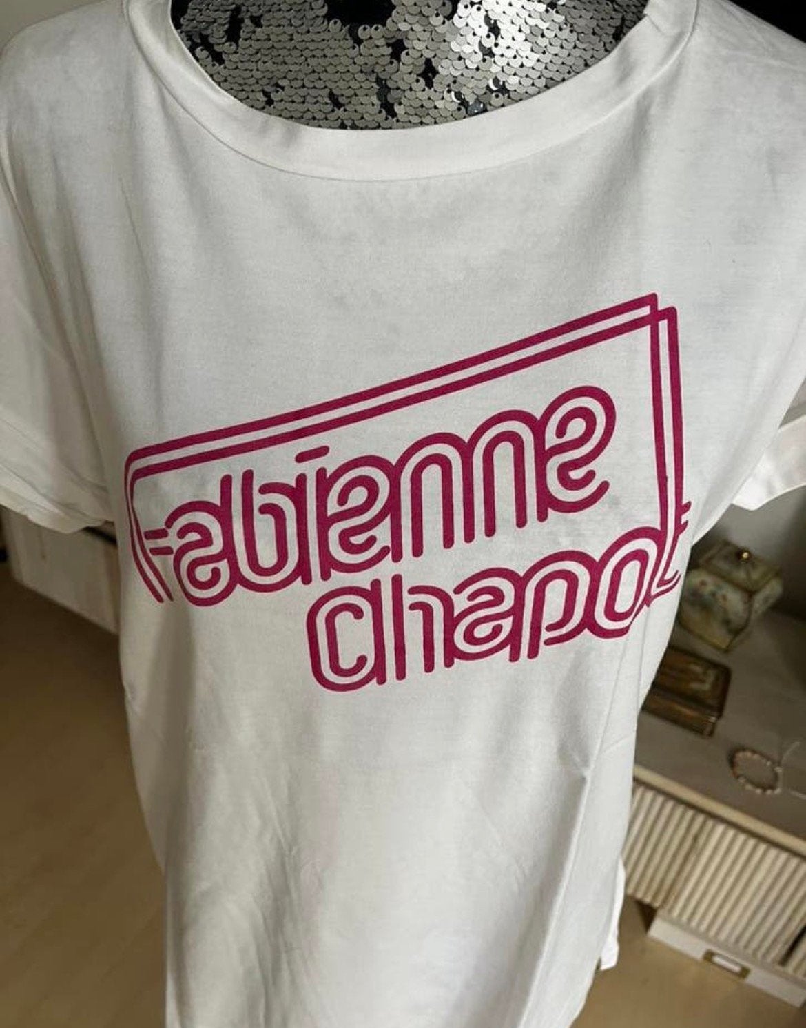 FABIENNE CHAPOT t shirt met roze letters mt, Ophalen of Verzenden, Zo goed als nieuw, Roze, Korte mouw