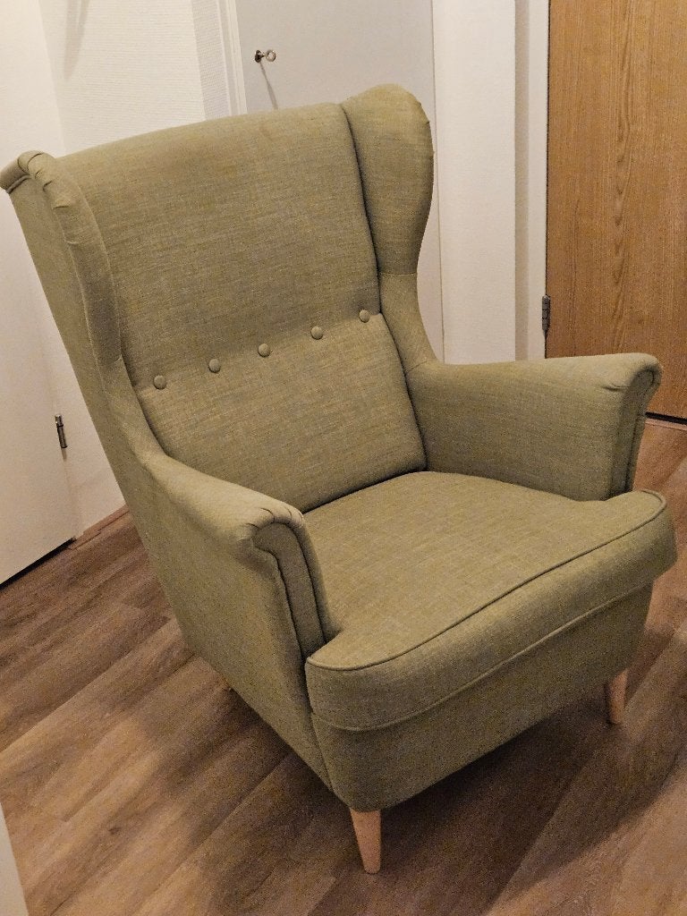 Comfortabele groene Ikea Strandmon fauteuil, Huis en Inrichting, Fauteuils, Ophalen, Gebruikt, Klassiek, Comfortabel, Tijdloos