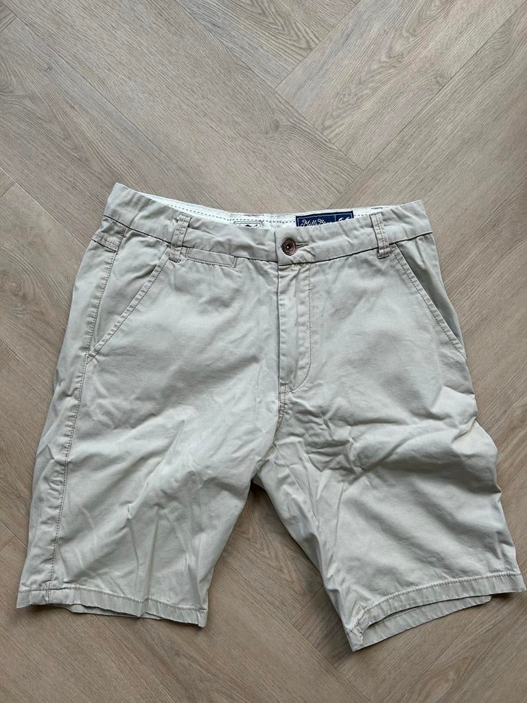 Stoere beige Mills Brothers shorts - Maat S, Kleding | Heren, Ophalen of Verzenden, Gedragen, Maat 46 (S) of kleiner, Beige