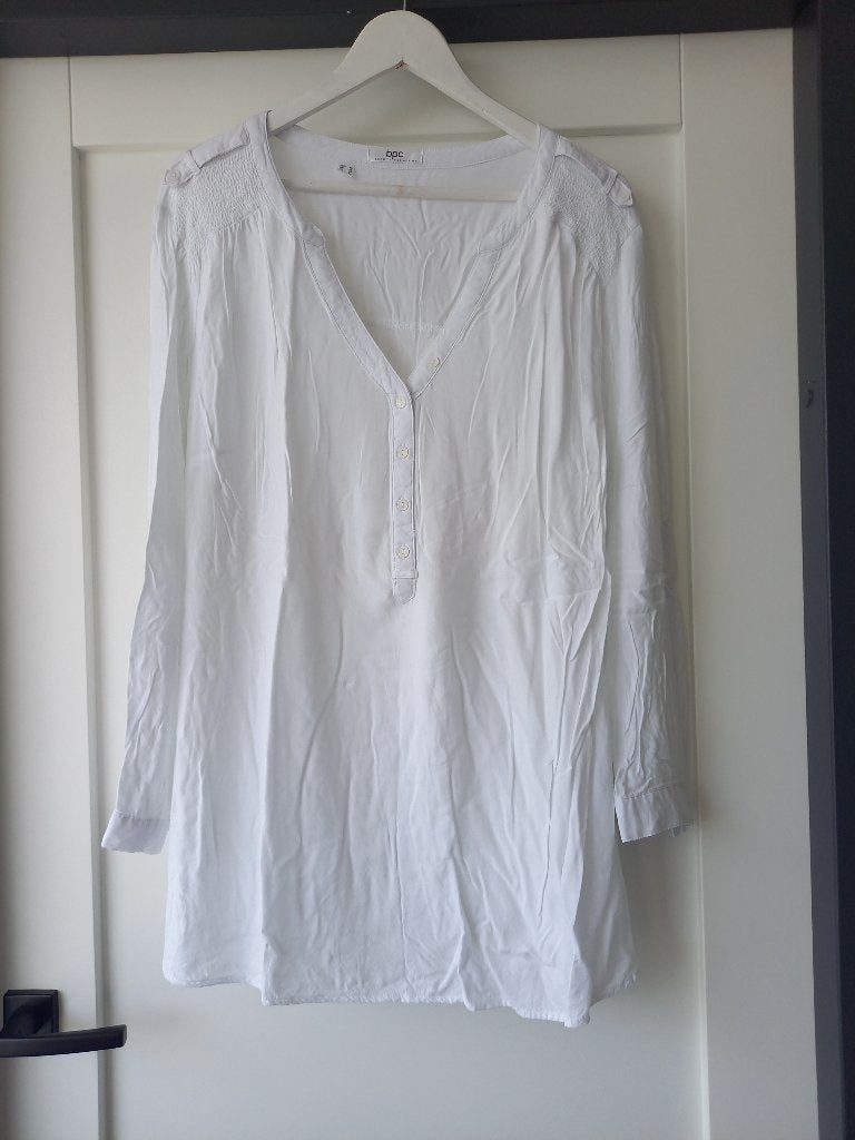 BonPrix – Tuniek met V-hals, lange mouw, mt.48!, Bonprix, Verzenden, Wit, Maat 46/48 (XL) of groter