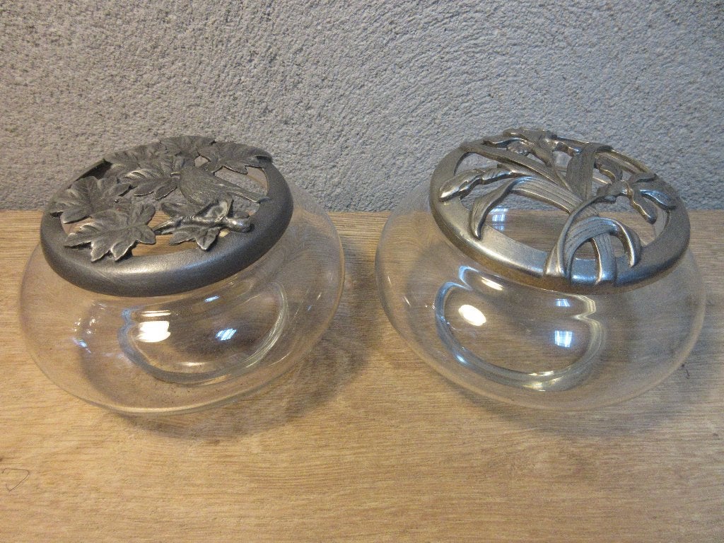 Vintage potpourri potjes met tinnen deksel Mignon pewter, Ophalen of Verzenden