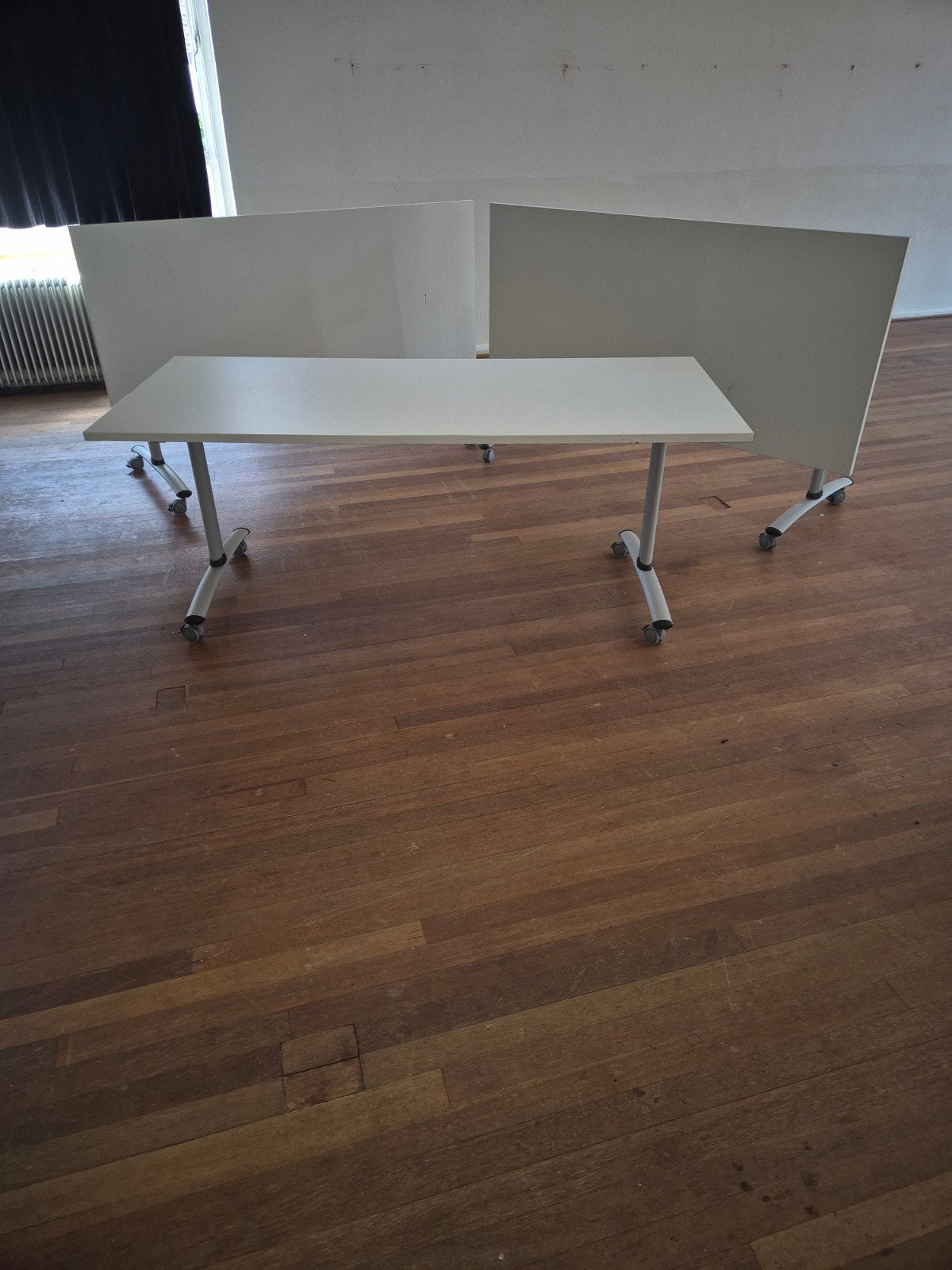Flexibele vergadertafel op wielen, wit, Ophalen, Gebruikt, Overige materialen, 150 tot 200 cm
