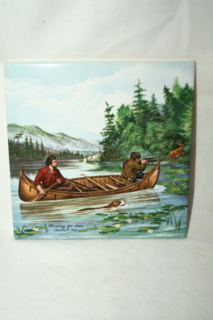 Tegel met jacht afbeelding Hunting for deer, Antiek en Kunst, Ophalen