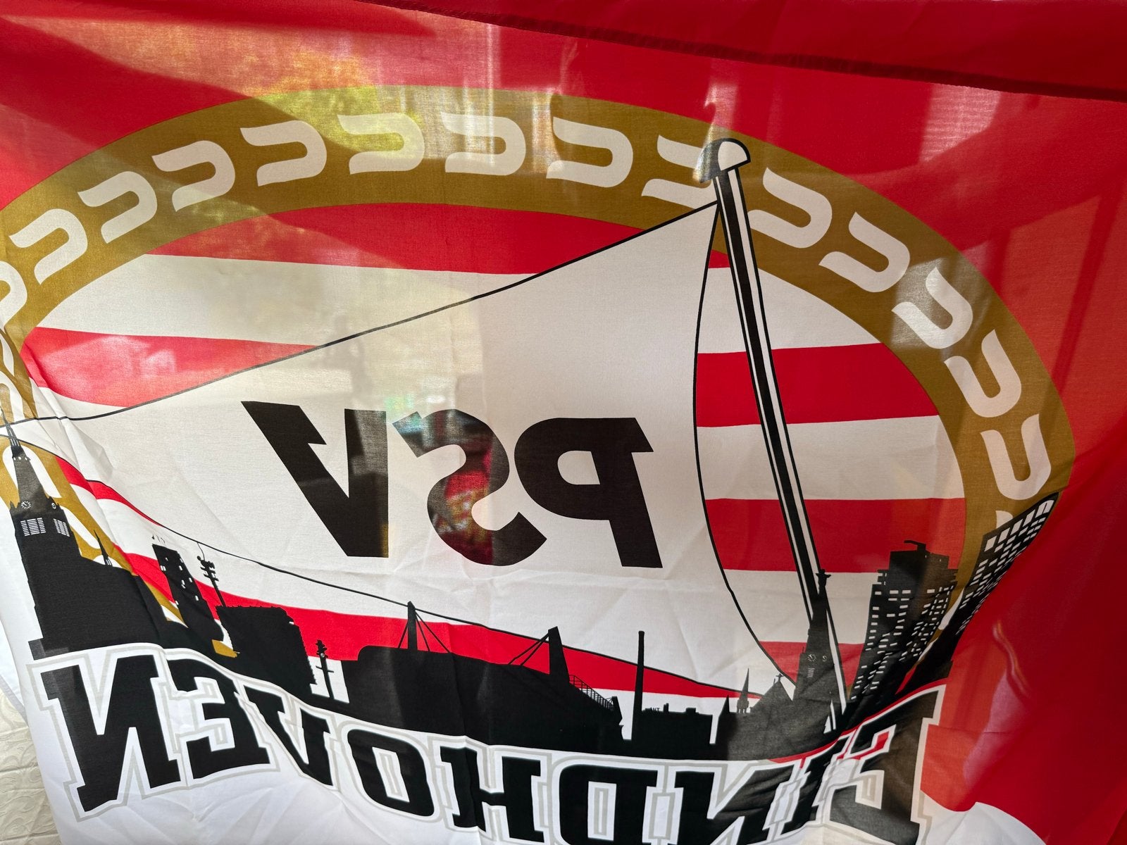 PSV vlag in gebruikte, maar prima staat, Verzamelen, Sportartikelen en Voetbal, Ophalen of Verzenden, Gebruikt, PSV, Overige typen