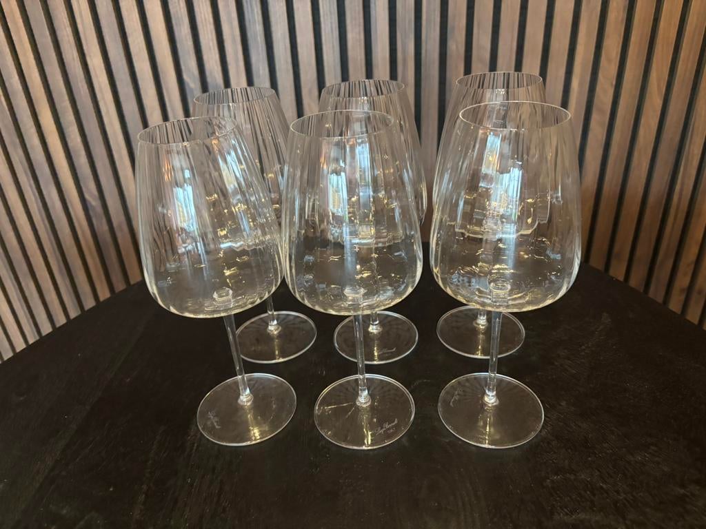 Rode wijnglazen Luigi Bormioli, Verzamelen, Glas en Borrelglaasjes, Ophalen, Zo goed als nieuw, Overige typen