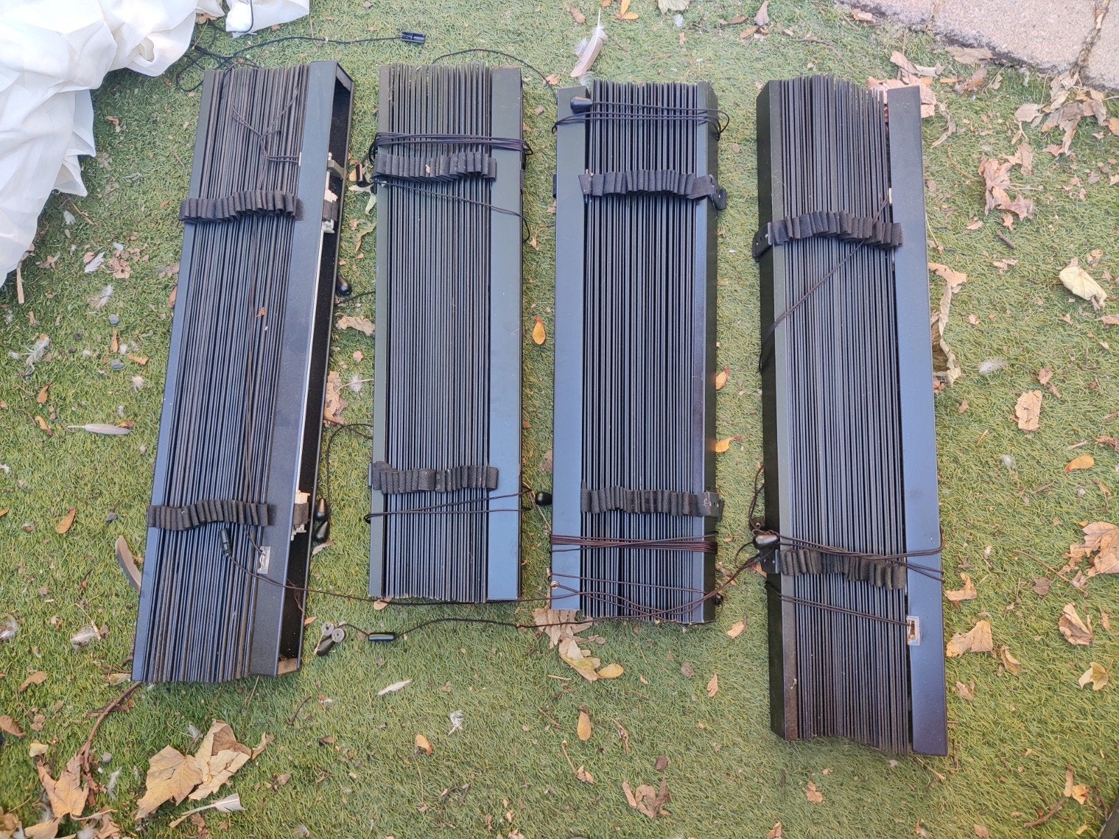 Mat zwarte houten jaloezieën - 4 stuks 70 & 80 cm breed, Huis en Inrichting, Ophalen, Gebruikt