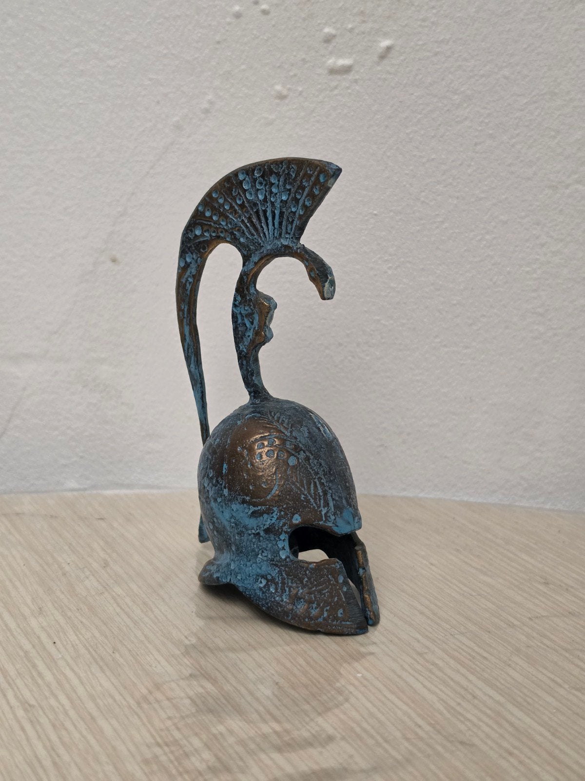Prachtige bronzen tafelbel in de vorm van een spartan helmet, Ophalen of Verzenden