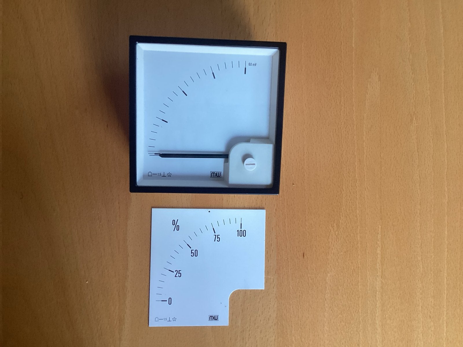 Analoge paneelmeter Mueller und Weigert 60mV, Ophalen of Verzenden, Zo goed als nieuw, Overige meters