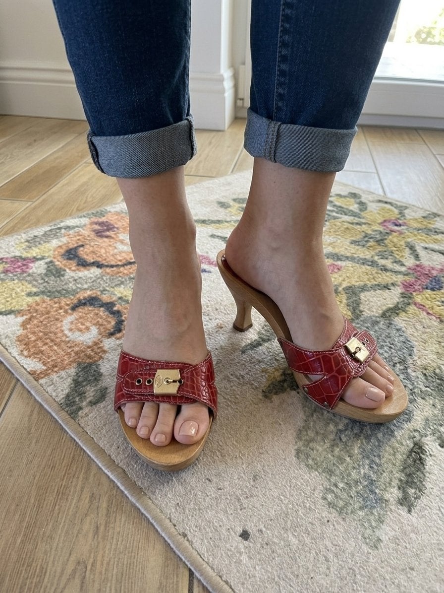 Scholl vibtage hakken maat 40, Zo goed als nieuw, Rood, Sandalen of Muiltjes, Ophalen of Verzenden