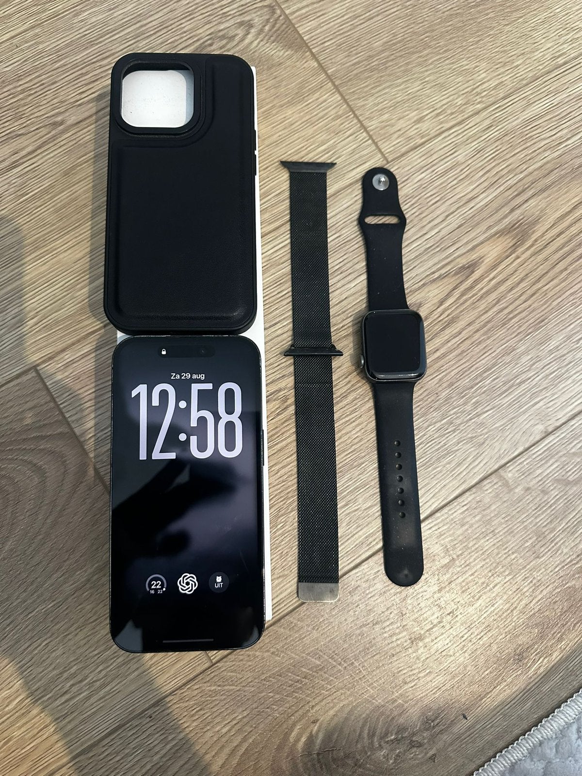 Iphone 14 Pro 128GB + Apple watch 5 44mm, Zwart, Ophalen of Verzenden, Zo goed als nieuw, 128 GB