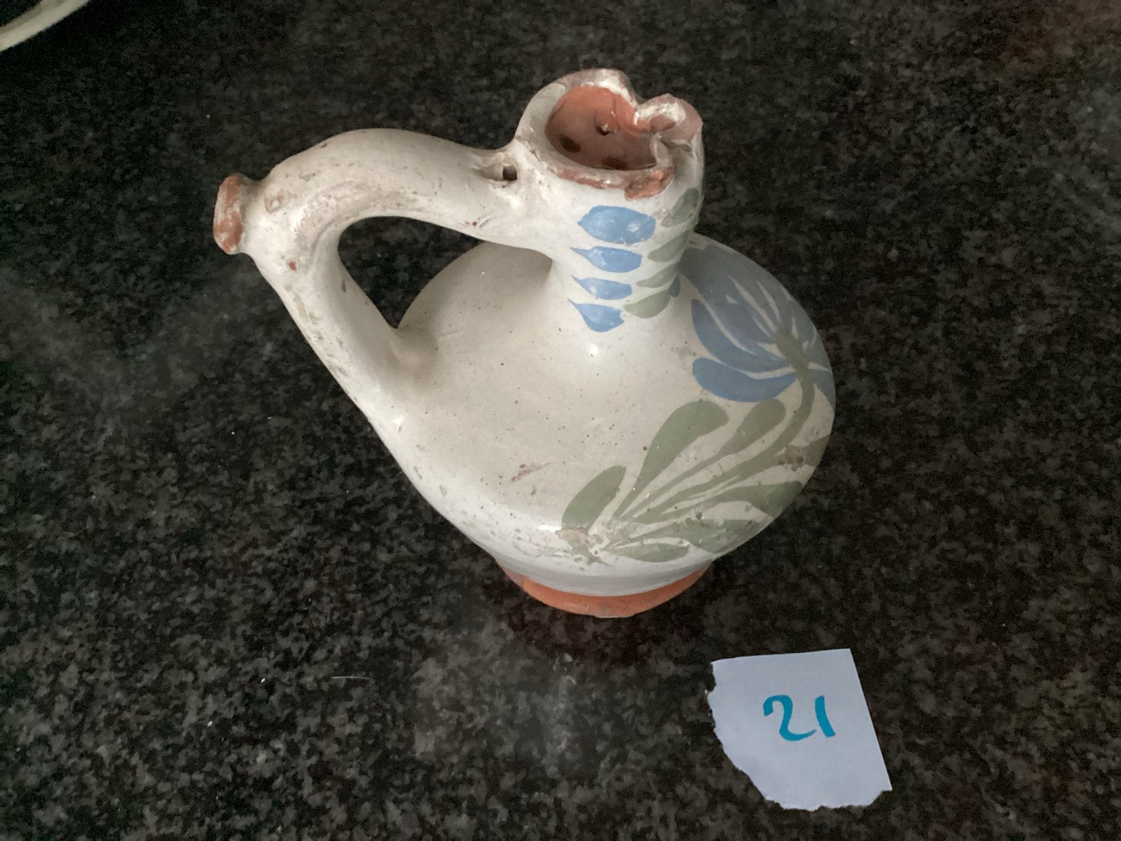 Antieke aardewerken kruik met bloemmotief, Antiek en Kunst, Ophalen of Verzenden