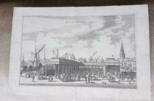 Gravure 1663 Amsterdam Koornbeurs Damrak Ollefert Dapper, Ophalen