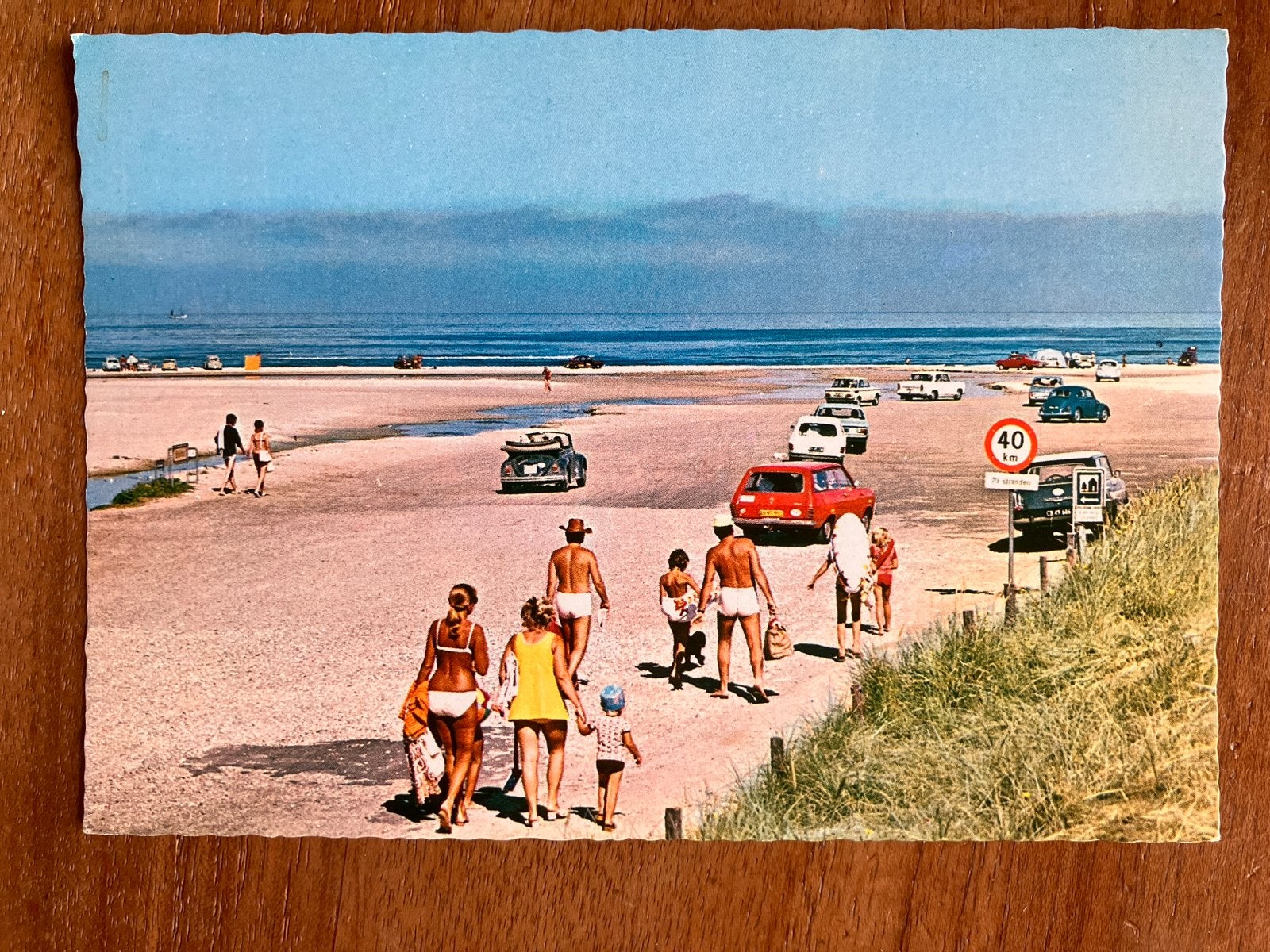 Auto’s op het strand bij Blokhus Denemarken, Ophalen of Verzenden, 1960 tot 1980, Ongelopen, Overig Europa