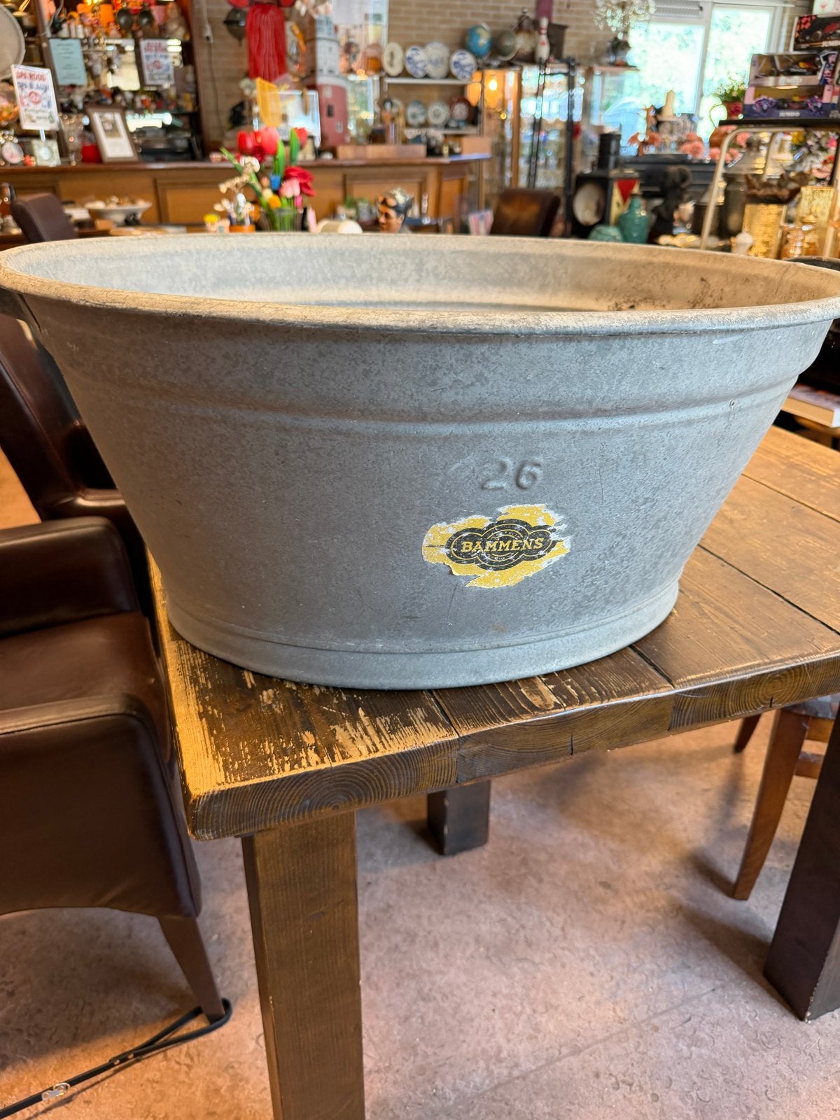 Oude ovale zinken teil Bammens nr. 26 - Vintage wastobbe, Ophalen of Verzenden