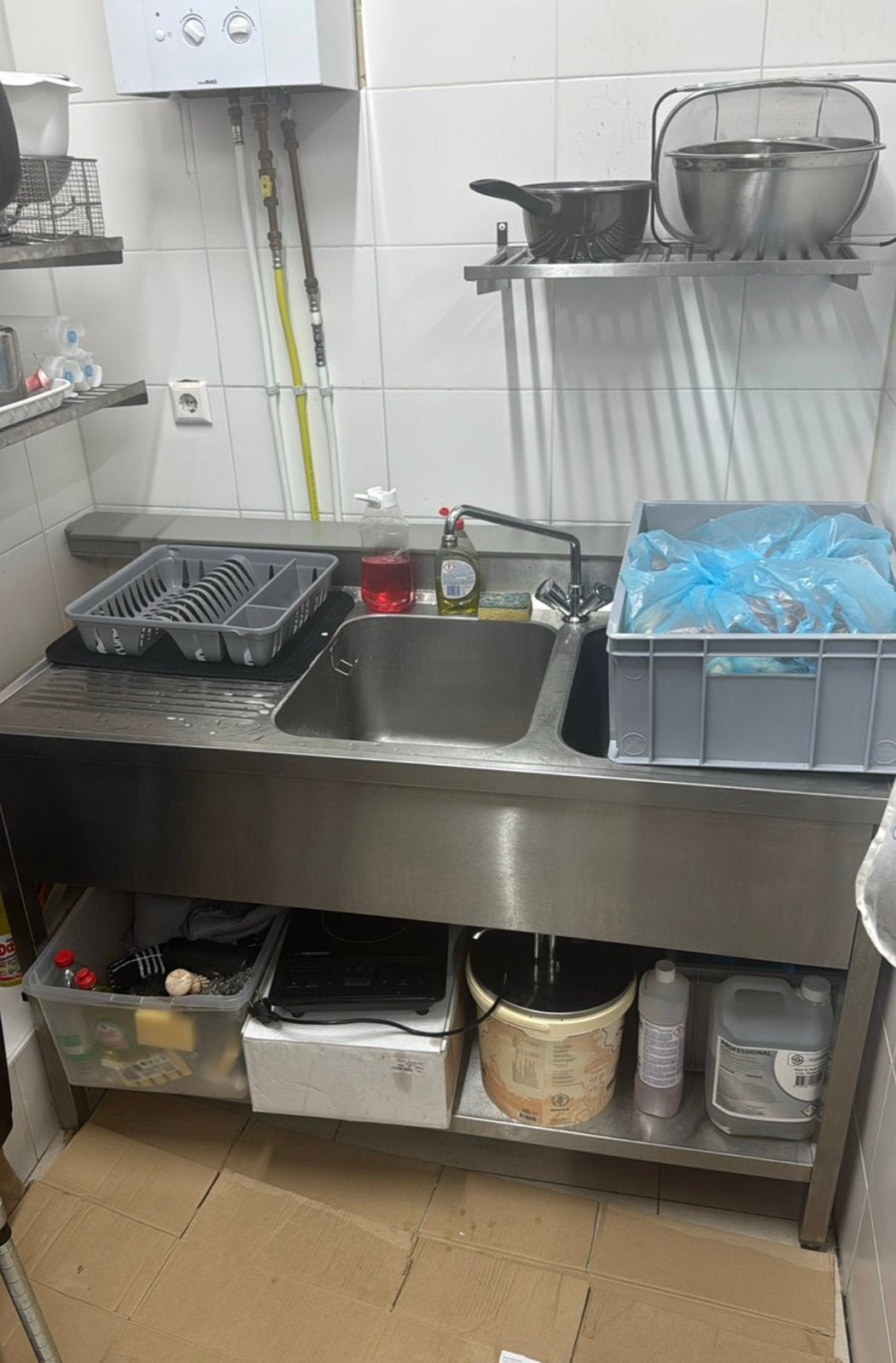 2x horeca dubbele rvs spoeltafel wasbak, Huis en Inrichting, Keuken | Keukenbenodigdheden, Ophalen