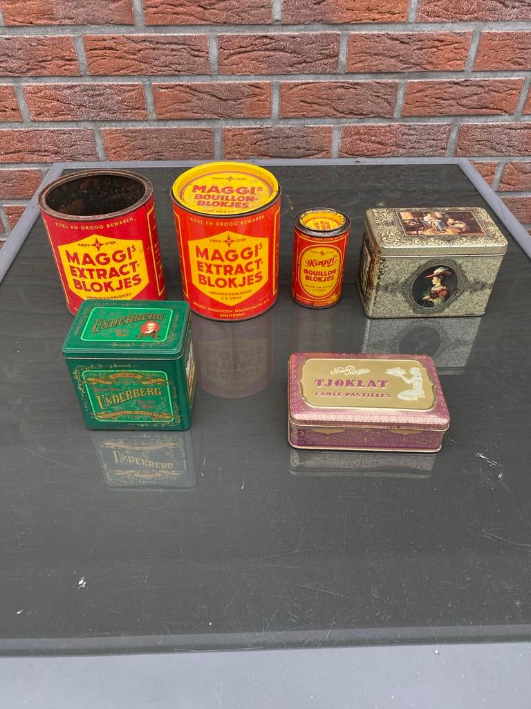 Vintage blikken: Maggi, Underberg, Tjoklat en meer, Verzamelen, Blikken, Ophalen, Gebruikt, Overige, Overige merken
