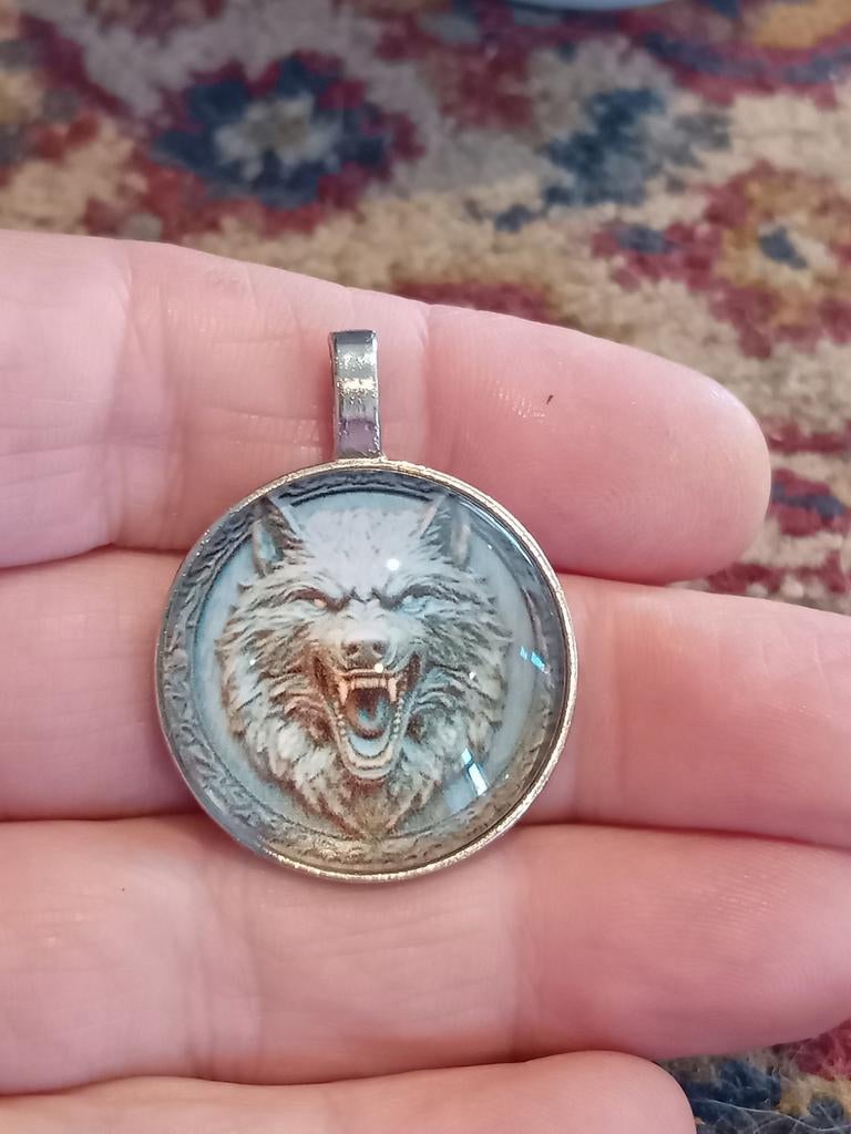 Glazen Wolf Hanger - Uniek Design, Glas of Kristal, Nieuw, Ophalen of Verzenden, Zilver