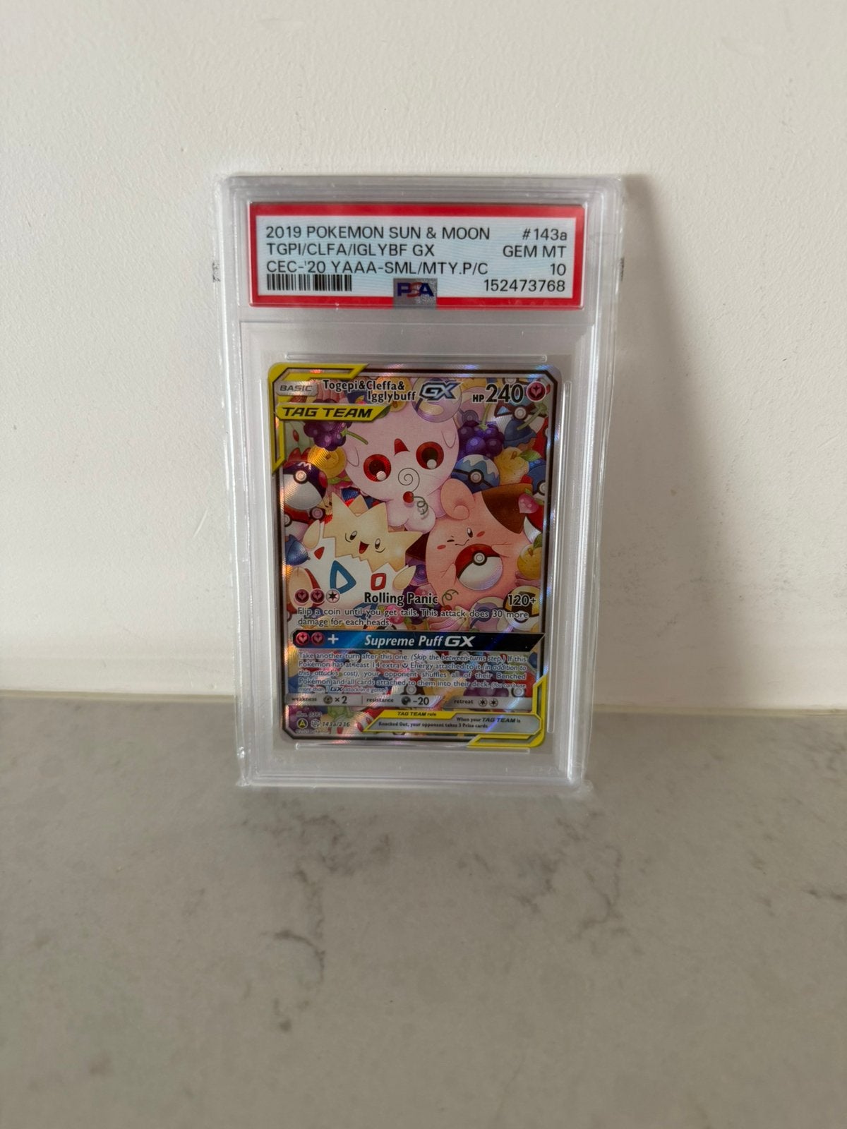 PSA 10 Togepi & Cleffa & Igglybuff GX (Full Art) #143a, Ophalen of Verzenden, Nieuw, Losse kaart
