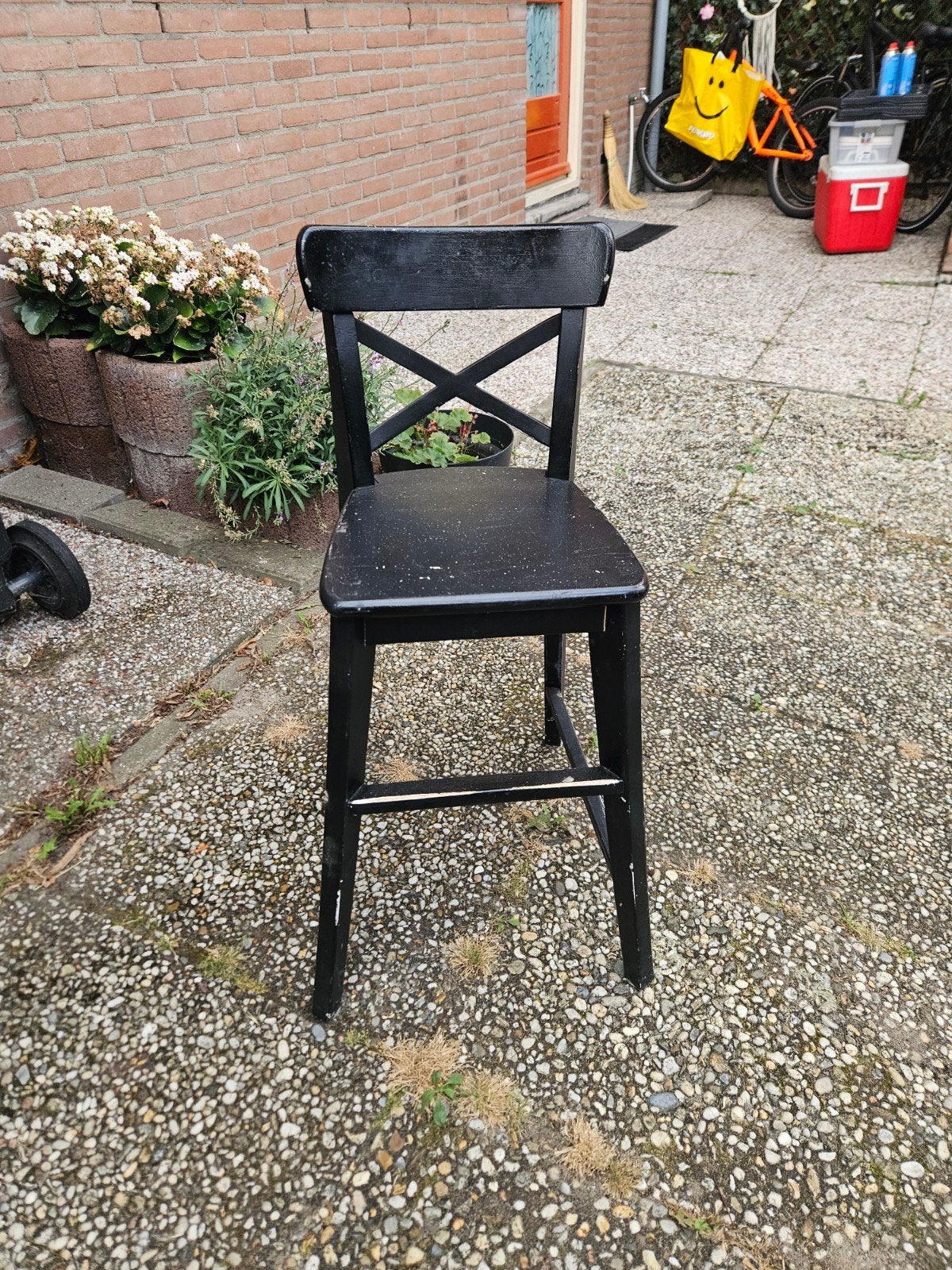 IKEA Kinderstoel (zwart geverfd), Gebruikt, Zwart, Ophalen of Verzenden, Eén