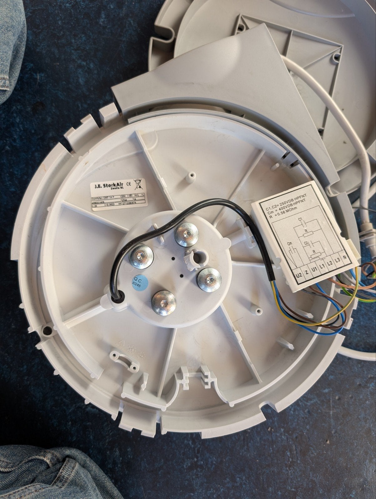 J.E. StorkAir CMF 14 motor - Gebruikt, voor onderdelen, Ophalen of Verzenden, Gebruikt, Ventilator