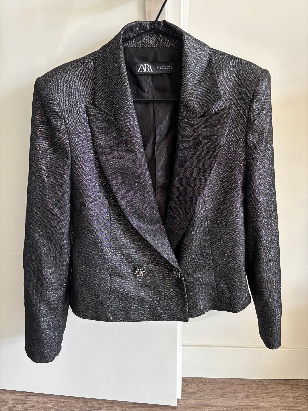 Zara Blazer Jasje Zwart Glitter Maat XL, Kleding | Dames, Zwart, Maat 46/48 (XL) of groter, Ophalen of Verzenden, Zo goed als nieuw
