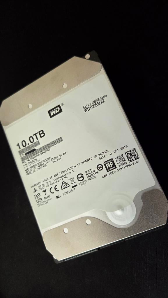 Western Digital 10TB WDC WD100EMAZ 256GB cache SATA, Intern, Gebruikt, 10TB, Desktop