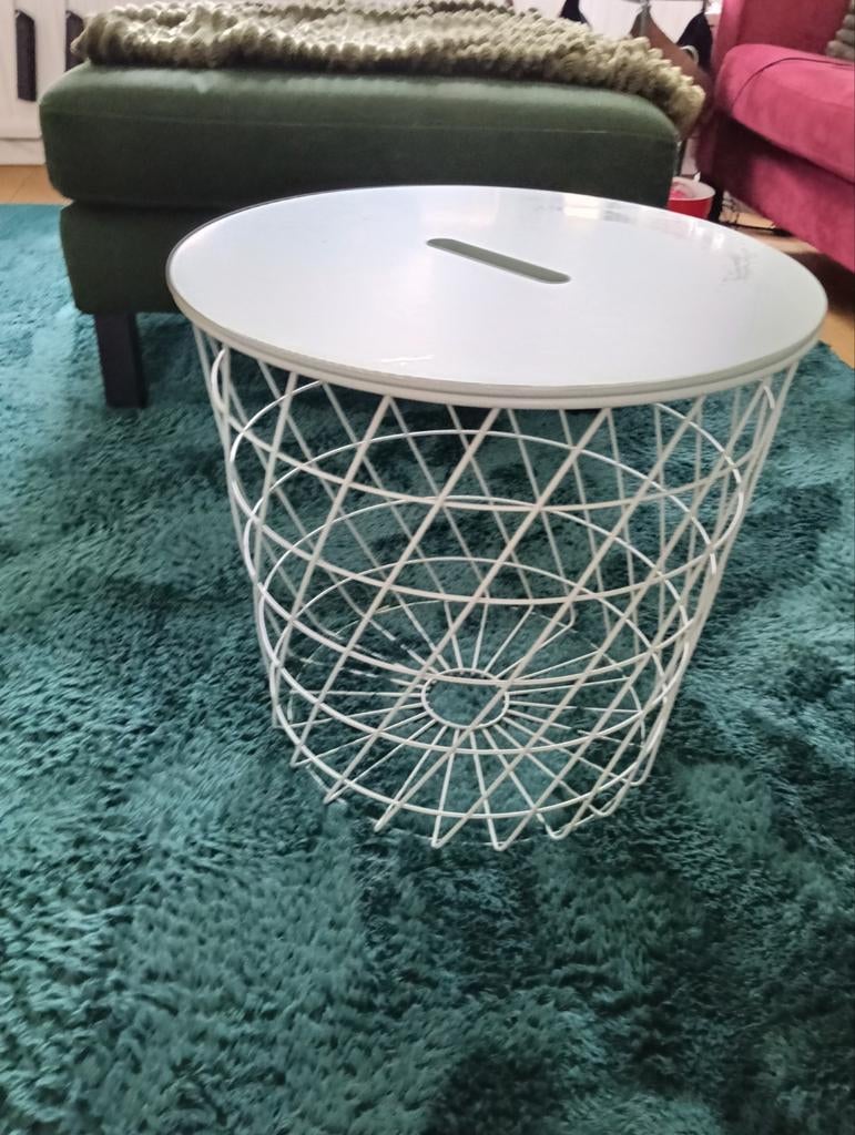 Mintgroene draadmand met houten deksel - 41x44cm, Ophalen, Gebruikt