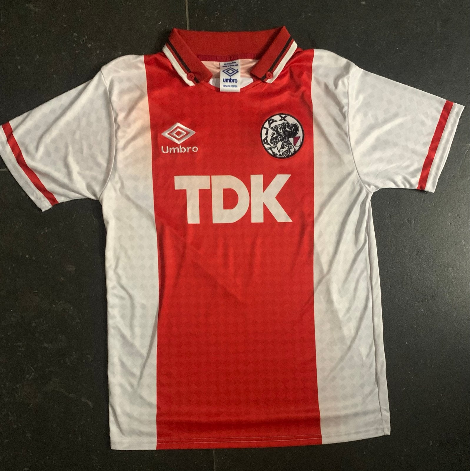 Ajax TDK Shirt Maat M/L - Vintage Voetbalshirt, Ophalen of Verzenden, Gedragen, Maat 38/40 (M), Rood