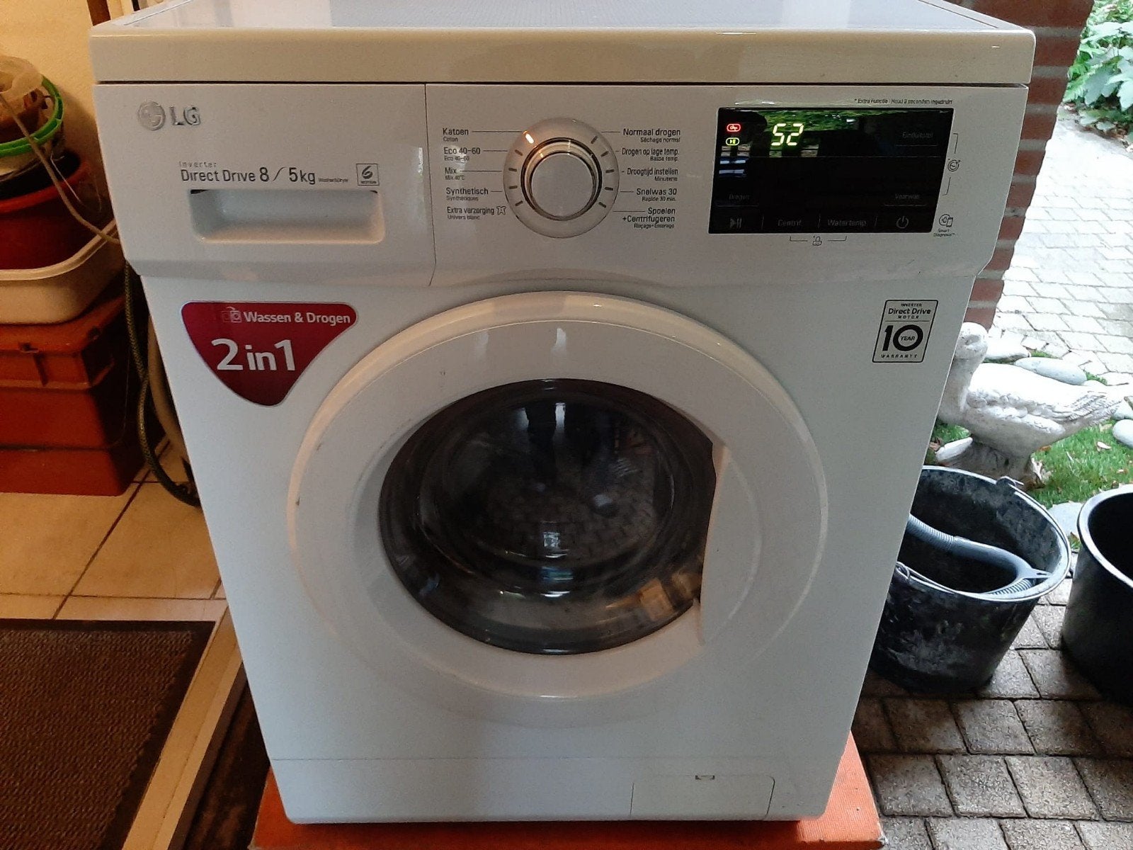 LG was-droogcombinatie GD3M108N3 8-5kg z.g.a.n., Witgoed en Apparatuur, Ophalen, 1200 tot 1600 toeren, Zo goed als nieuw, Voorlader