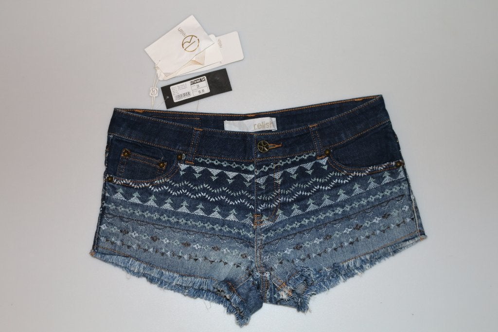 Relish Manresa shorts aztec jeans dip-dye broekje maat 28, Blauw, Nieuw, Ophalen of Verzenden, Relish
