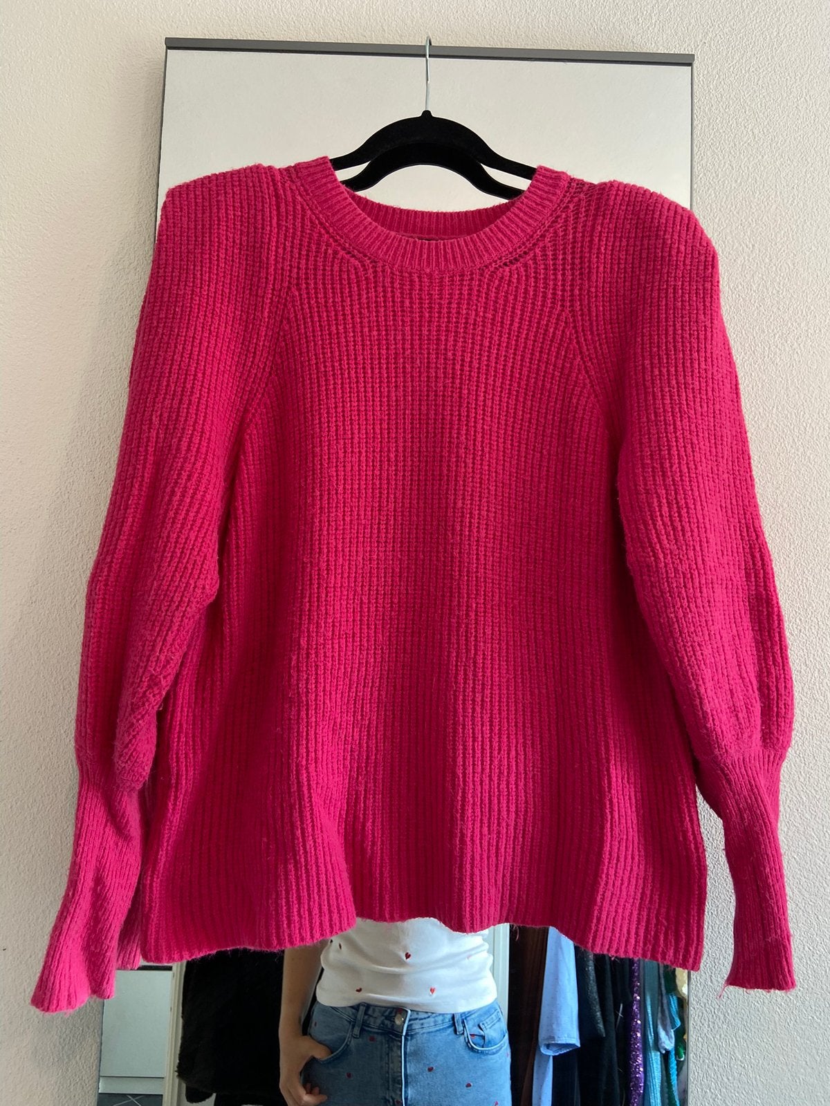 Roze trui strakke mouwen, Verzenden, Gedragen, Maat 38/40 (M), Roze
