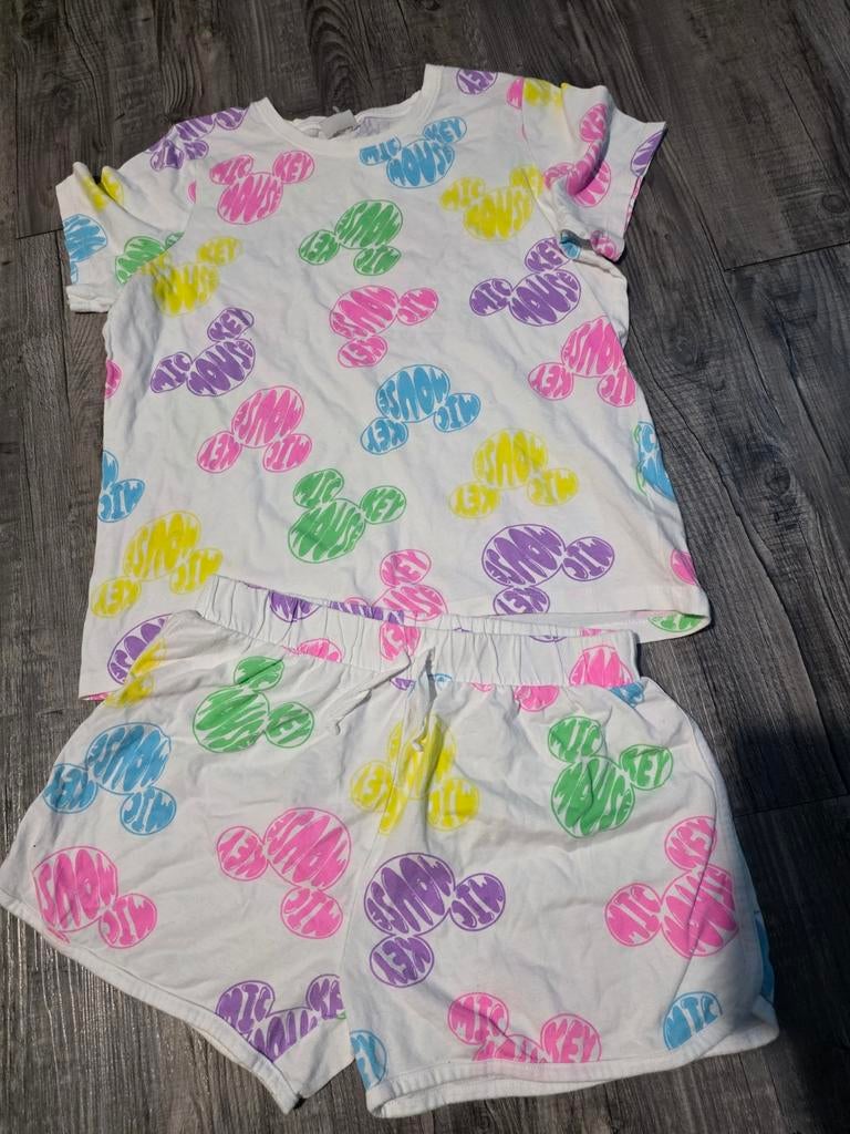 Mickey Mouse Pyjama Set - T-shirt & Short, Ophalen of Verzenden, Zo goed als nieuw, Maat 164
