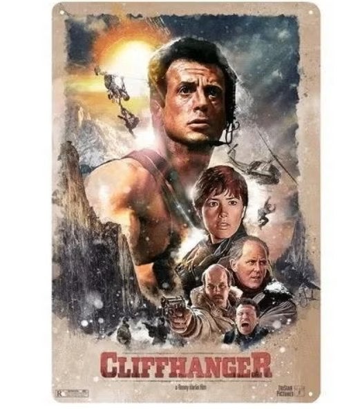 Vintage metalen bordje Cliffhanger (30x20cm), Verzamelen, Ophalen of Verzenden, Nieuw, Reclamebord