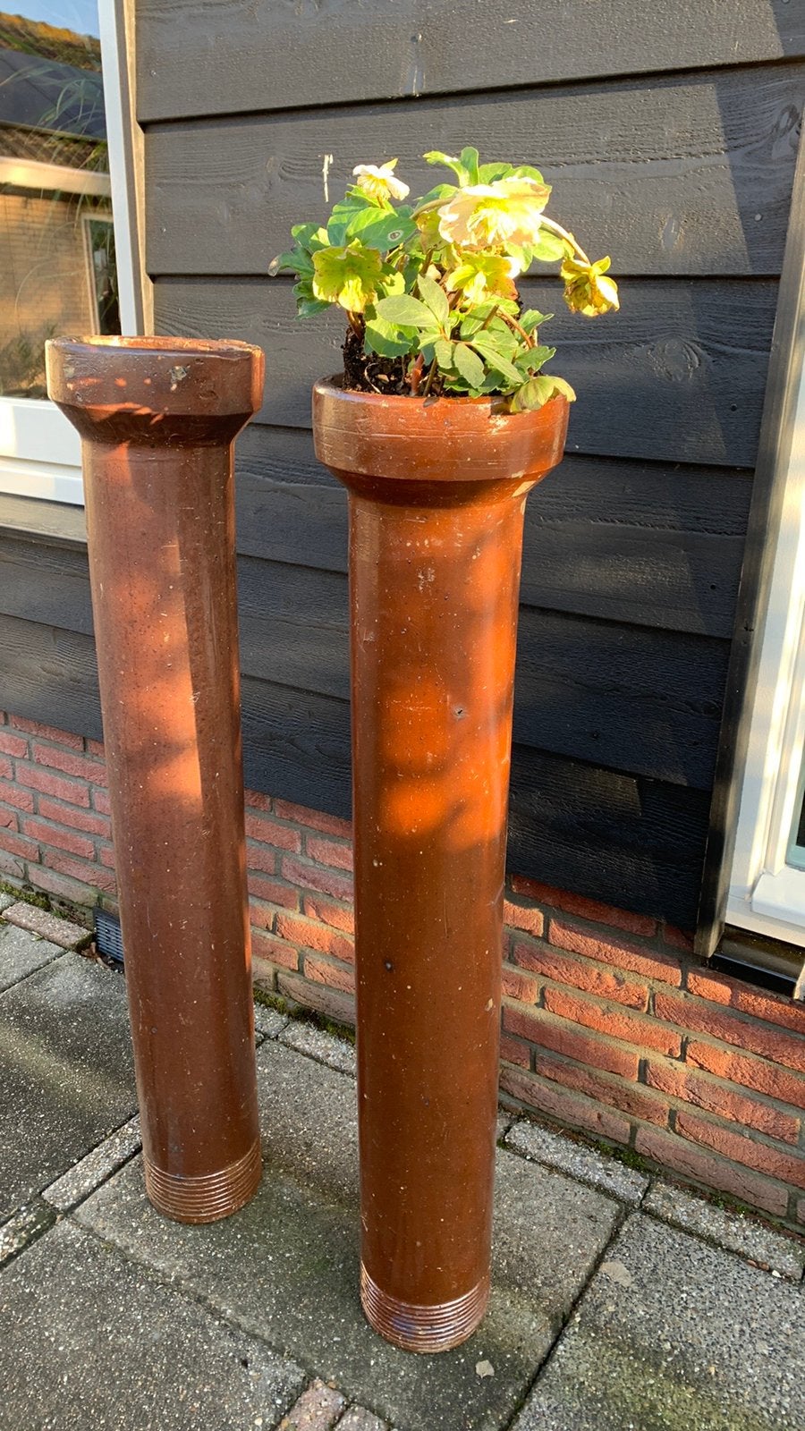 Twee antieke rioolbuizen ter decoratie, Ophalen, Gebruikt