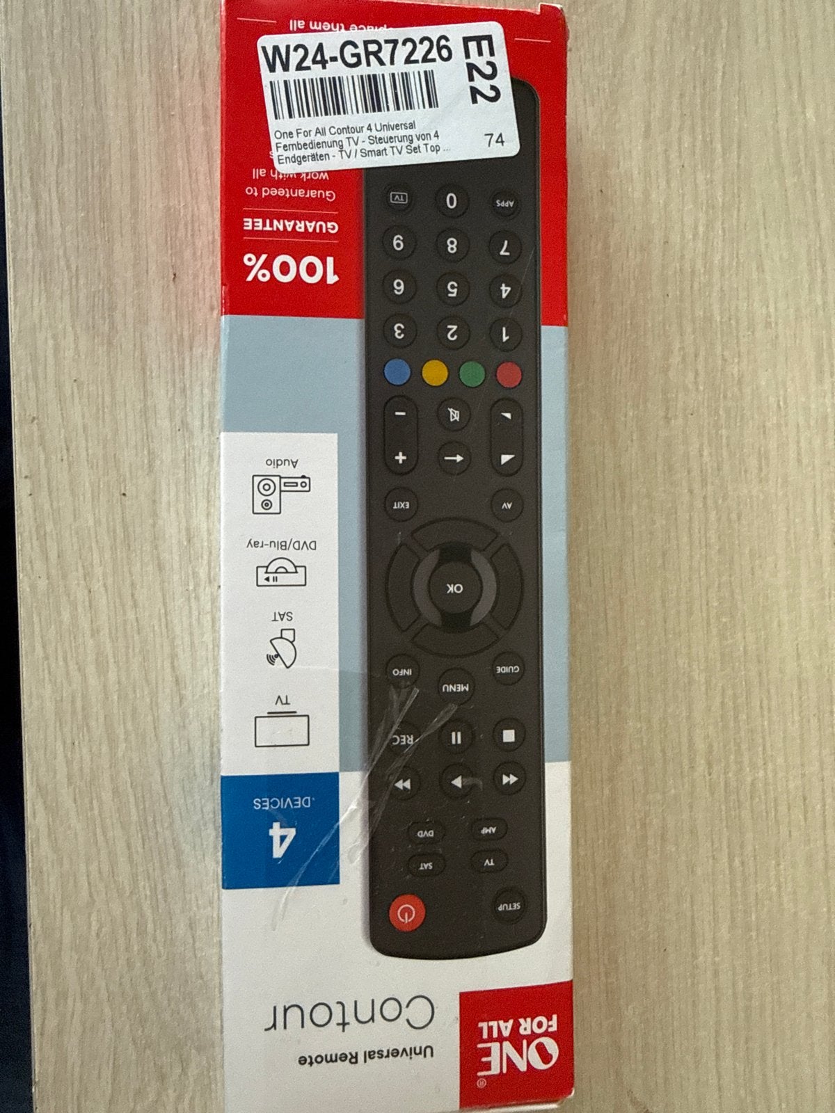 One For All Contour 4 Universele Afstandsbediening, Audio, Tv en Foto, Ophalen of Verzenden, Nieuw, Universeel, Dvd
