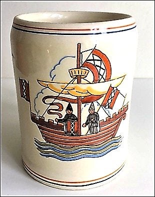 Antieke Bierpul met Koggeschip en Stadswapen van Amsterda‎m, Antiek en Kunst, Antiek | Keramiek en Aardewerk, Ophalen of Verzenden