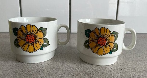 2 prachtige retro mokken porselein Weidmann Italië, Ophalen of Verzenden, Zo goed als nieuw