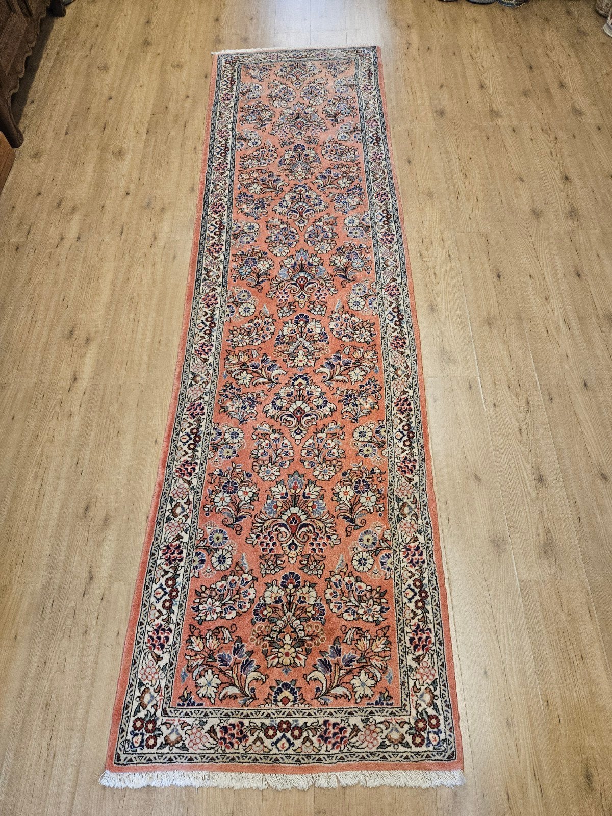 Handgeknoopt perzisch tapijt loper sarough 320x88, Info@SlatsAntiek.nl, Perzisch, Vof Slats Antiek, Crème