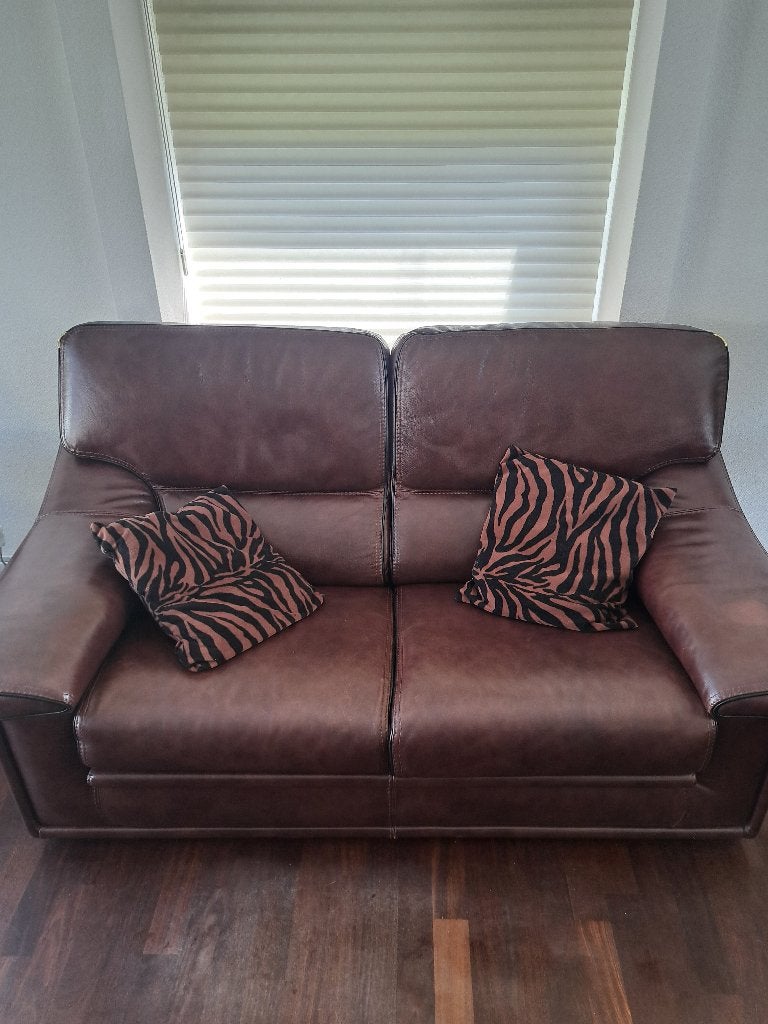 2 zits leren bankstel, Gebruikt, 150 tot 200 cm, Tweepersoons, Rechte bank