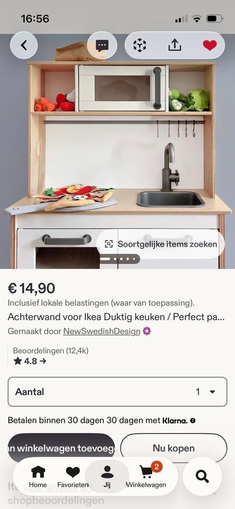 Achterwand voor ikea speelkeukentje - nieuw, Ophalen, Nieuw, Speelkeuken-accessoire