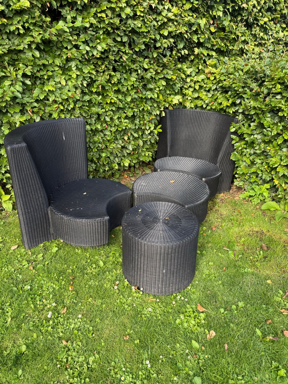 Borek loungeset met kussens, Gebruikt, Loungeset, Wicker, Stoel