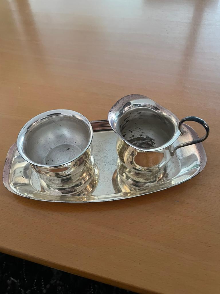 Roomstel Gero verzilverd retro jaren zeventig 3 delig, Ophalen