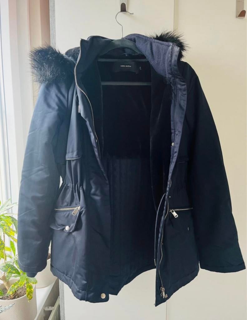 Vera Moda bontjas/winterjas, Ophalen of Verzenden, Zo goed als nieuw, Maat 36 (S), Blauw