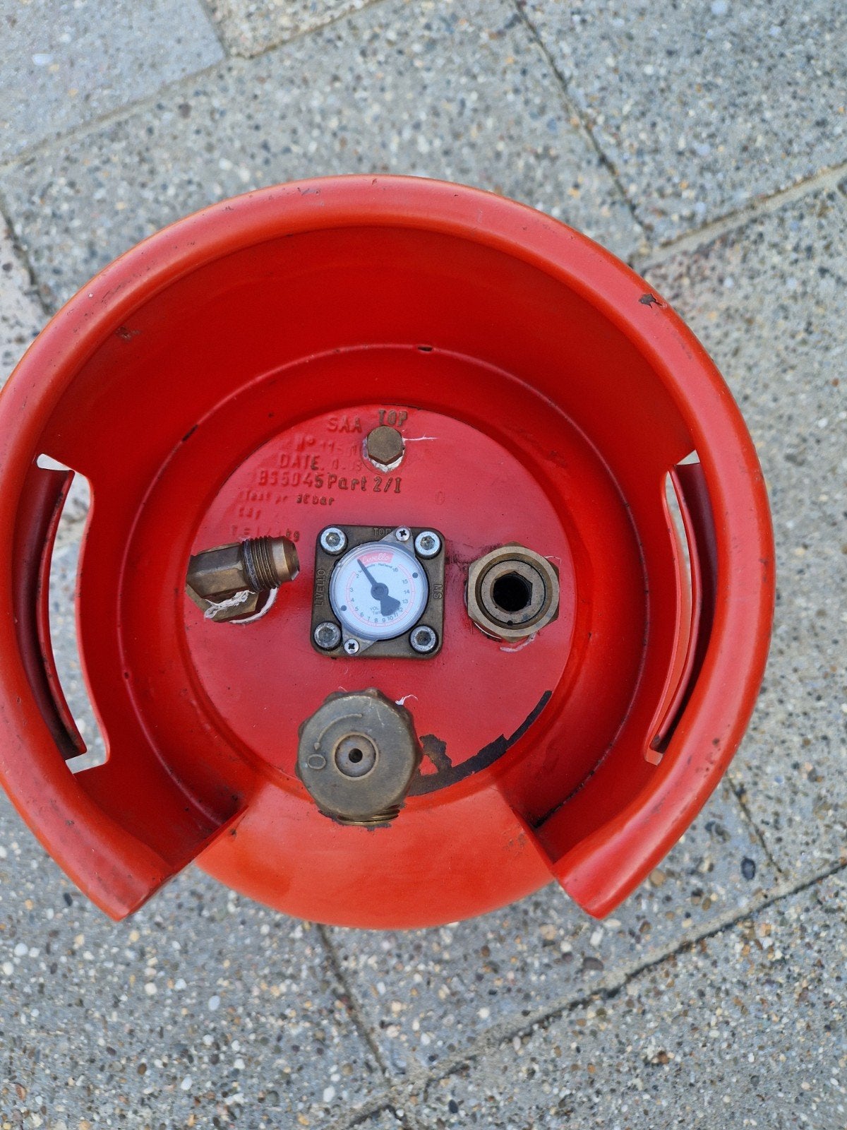 Hervulbare gasfles met meter, Ophalen, Zo goed als nieuw