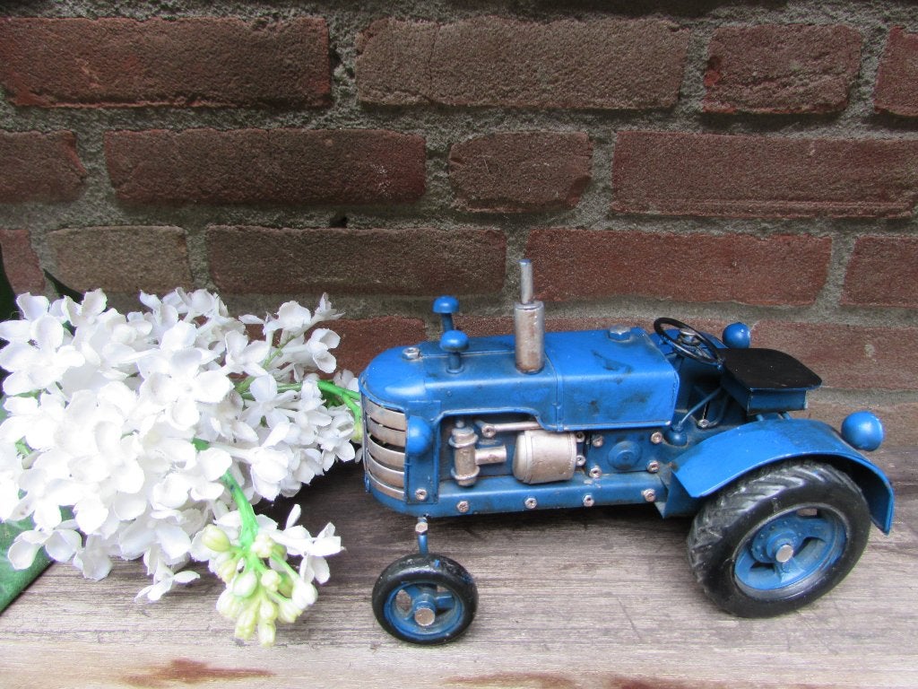 Tractor miniatuur van ijzer, Blauw, Ophalen of Verzenden, Metaal, Landelijk
