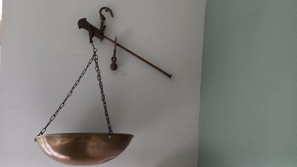 Antieke koperen weegschaal, Ophalen, Koper