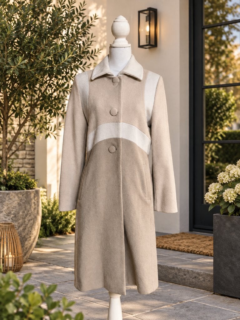 Virgin wool cashmere dames mantel, Ophalen of Verzenden, Zo goed als nieuw, Maat 38/40 (M), Beige