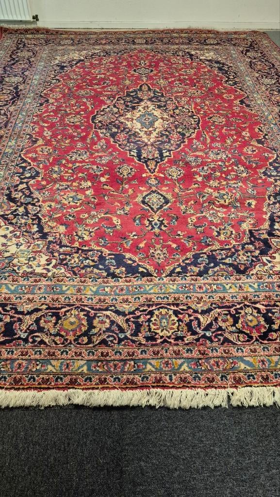 Groot Perzisch tapijt iran 350x250 wollen vloerkleed, Huis en Inrichting, Stoffering | Tapijten en Kleden, Crème, Gebruikt, Groot Perzisch tapijt Kashan wollen vloerkleed handgeknoopt iran