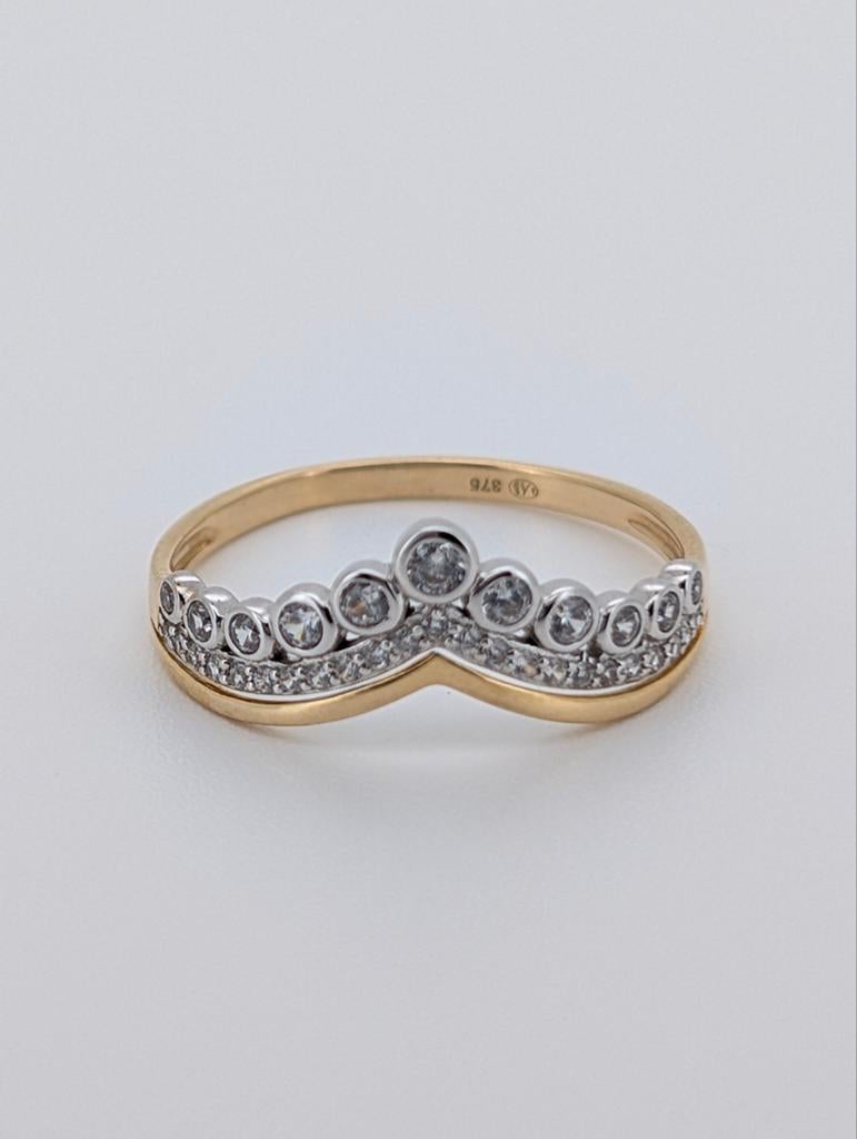 Nieuwe 9k Gouden Ring met Zirkonia, Sieraden, Tassen en Uiterlijk, Ringen, Nieuw, Ophalen of Verzenden, 17 tot 18, Met edelsteen